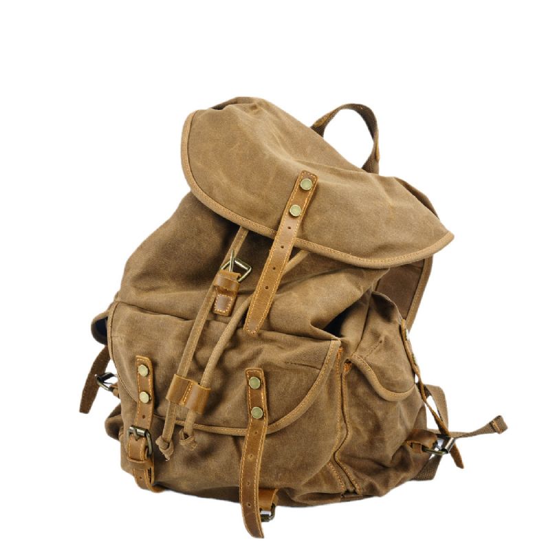 Vintage Gewaxte Canvas Rugzak Voor School Buiten