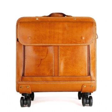 Vintage Lederen 20 Inch Bagage Op Wielen