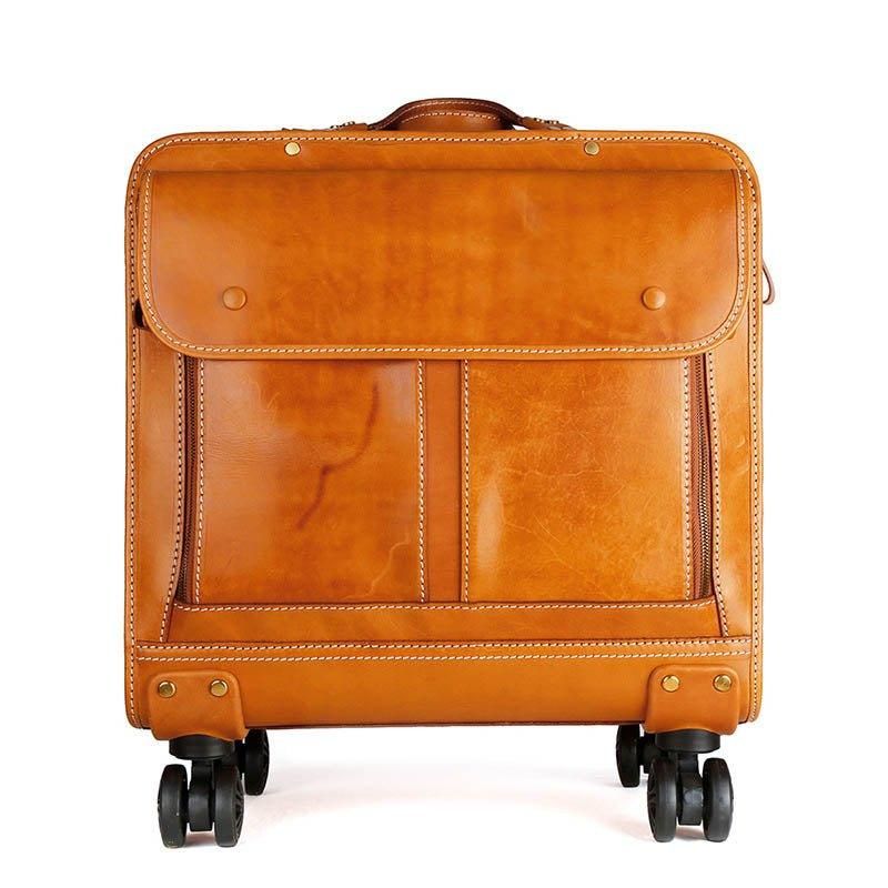 Vintage Lederen 20 Inch Bagage Op Wielen