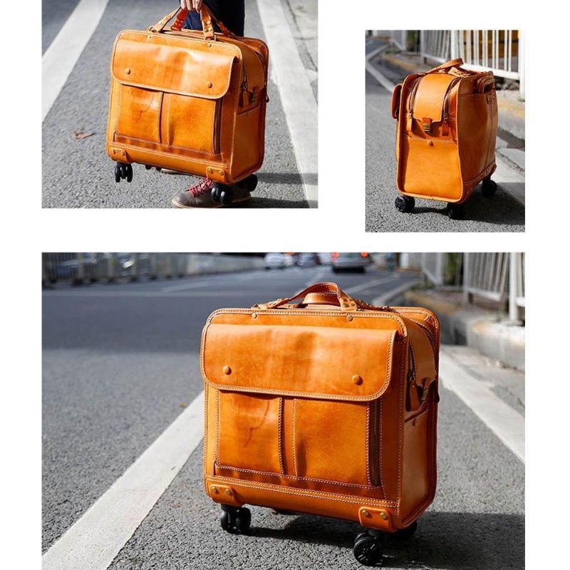 Vintage Lederen 20 Inch Bagage Op Wielen