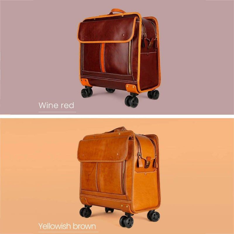 Vintage Lederen 20 Inch Bagage Op Wielen