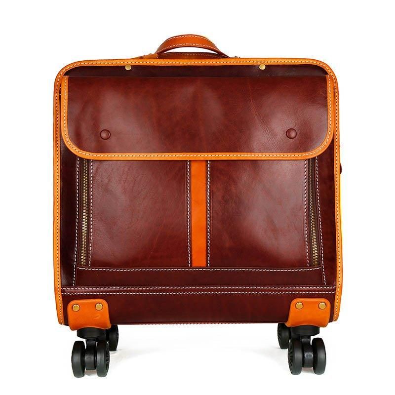 Vintage Lederen 20 Inch Bagage Op Wielen