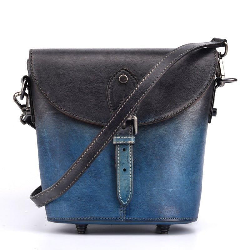 Vintage Lederen Mini-Emmer Crossbody Tas Voor Dames