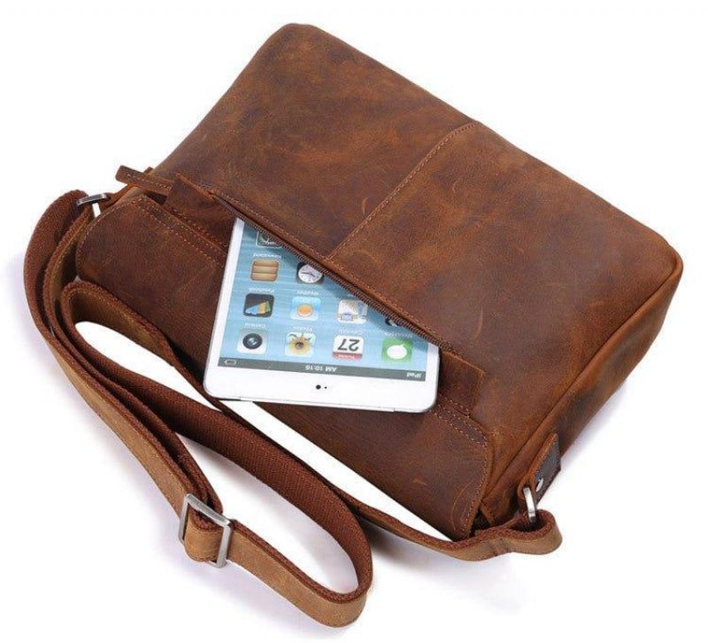 Vintage Leren Crossbody-Tas Voor Heren