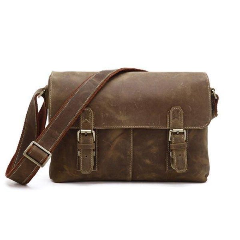 Vintage Leren Crossbody-Tas Voor Heren