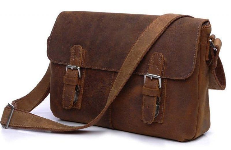 Vintage Leren Crossbody-Tas Voor Heren